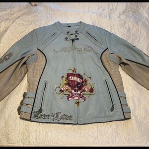 Ed Hardy Leather Motorcycle Jacket